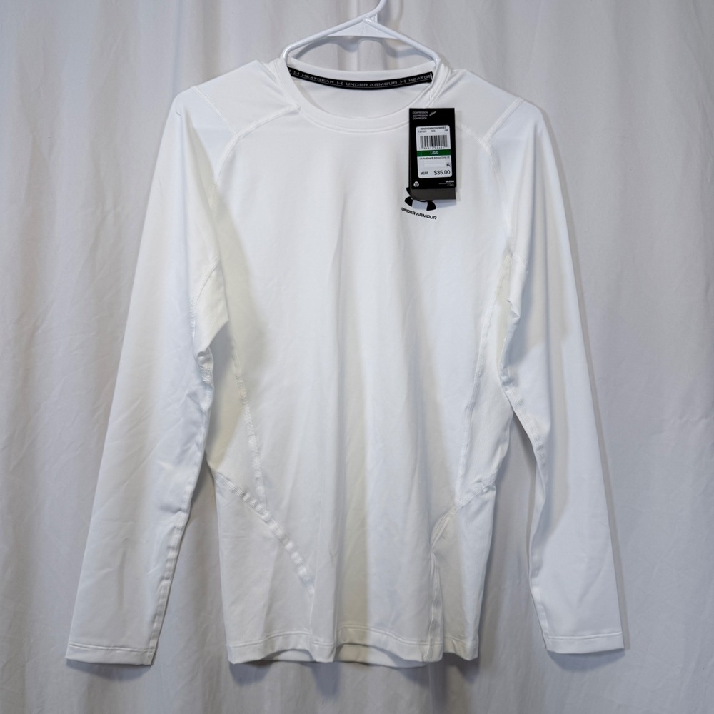 Under Armour HeatGear Armour Compression LS Shirt White 1361524‎ Mens Large